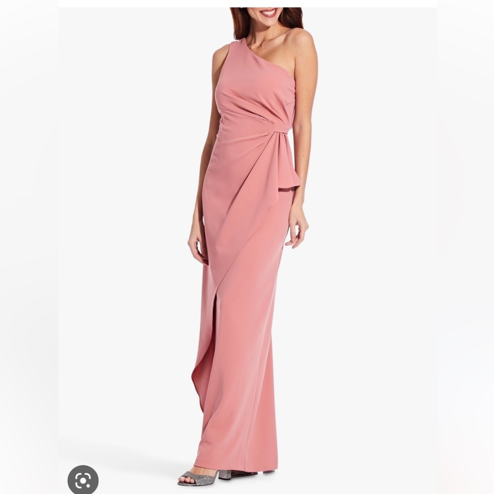 Adrianna Papell Asymmetric Crepe Draped Maxi Dress, Size 4 - NWT